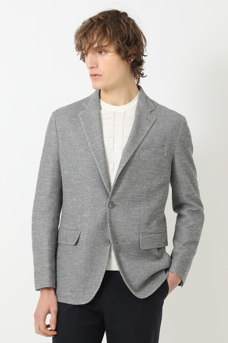 清涼ドライタッチ 立体組織 ローマミックスジャケット 詳細画像 グレー