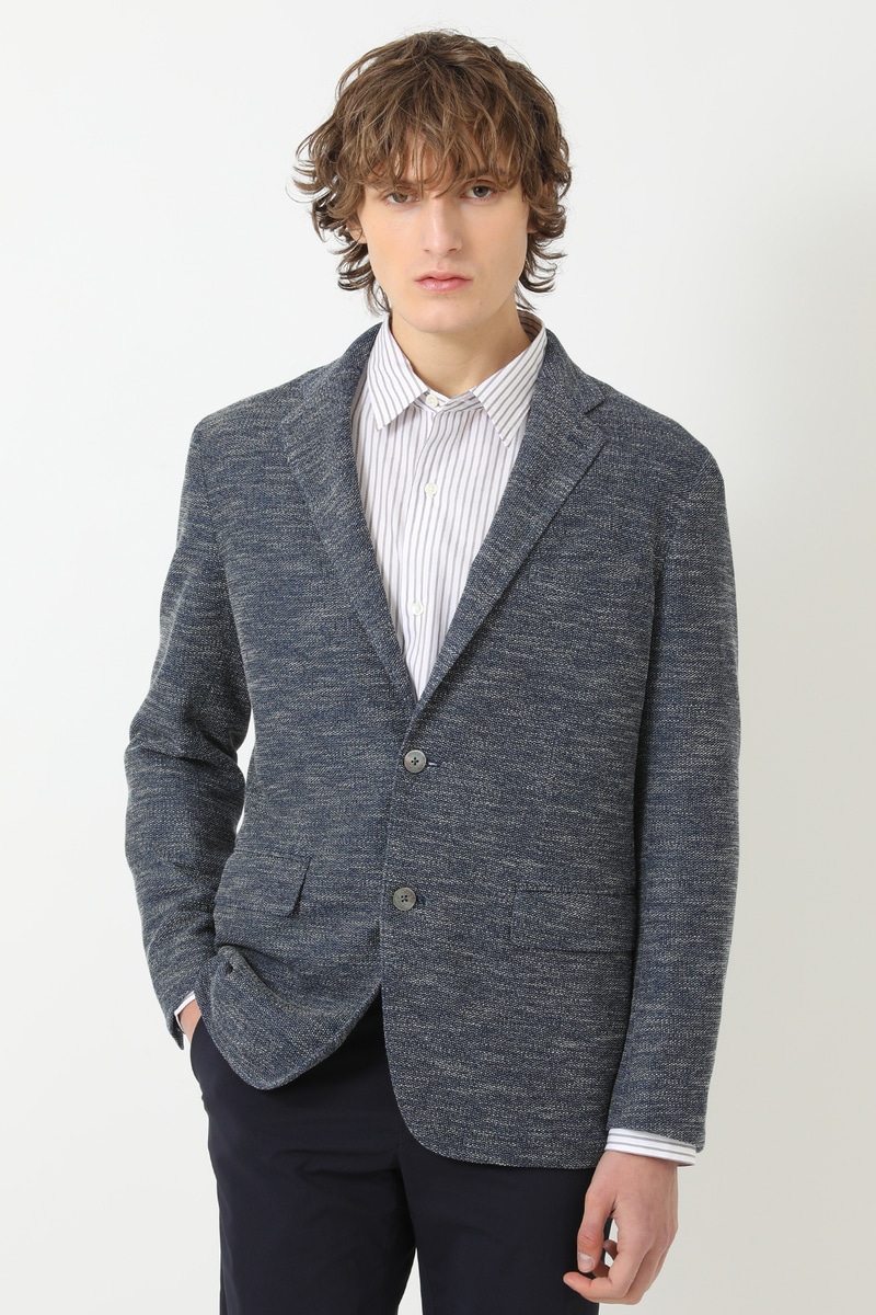 清涼ドライタッチ 立体組織 ローマミックスジャケット 詳細画像 ネイビー