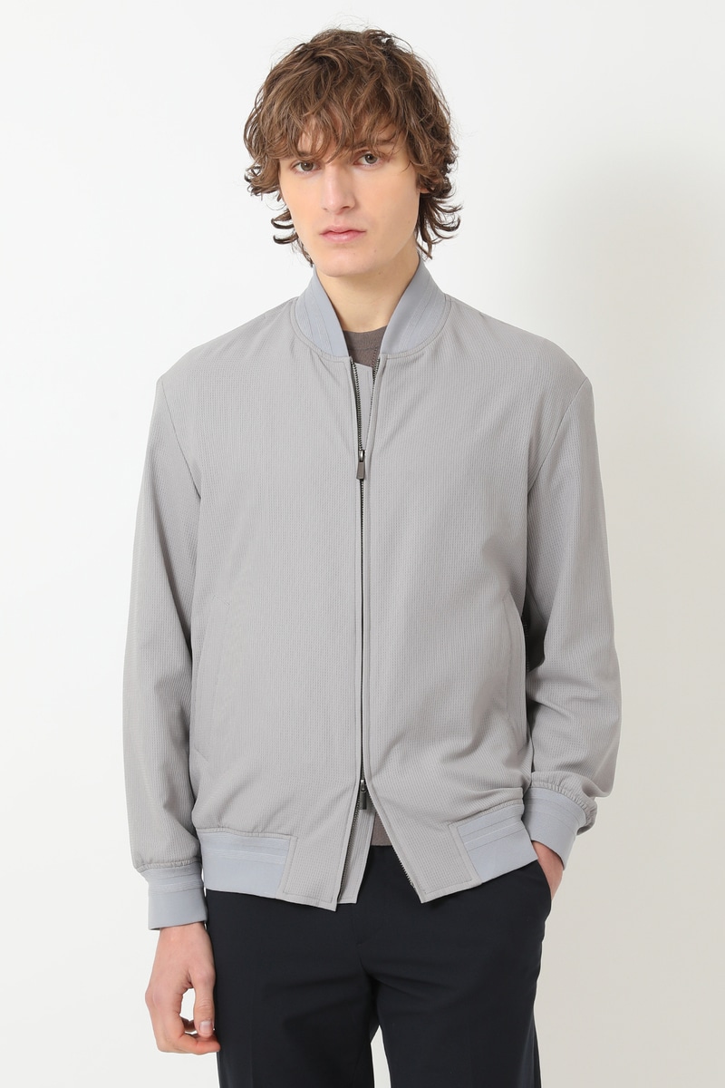 清涼ドットエア リップストップ柄 ボンバーブルゾン 詳細画像 シルバーグレー