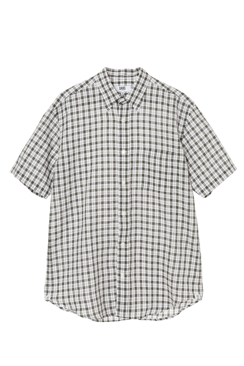 コットンリネン・リゾートチェックシャツ 詳細画像 ダークカーキ