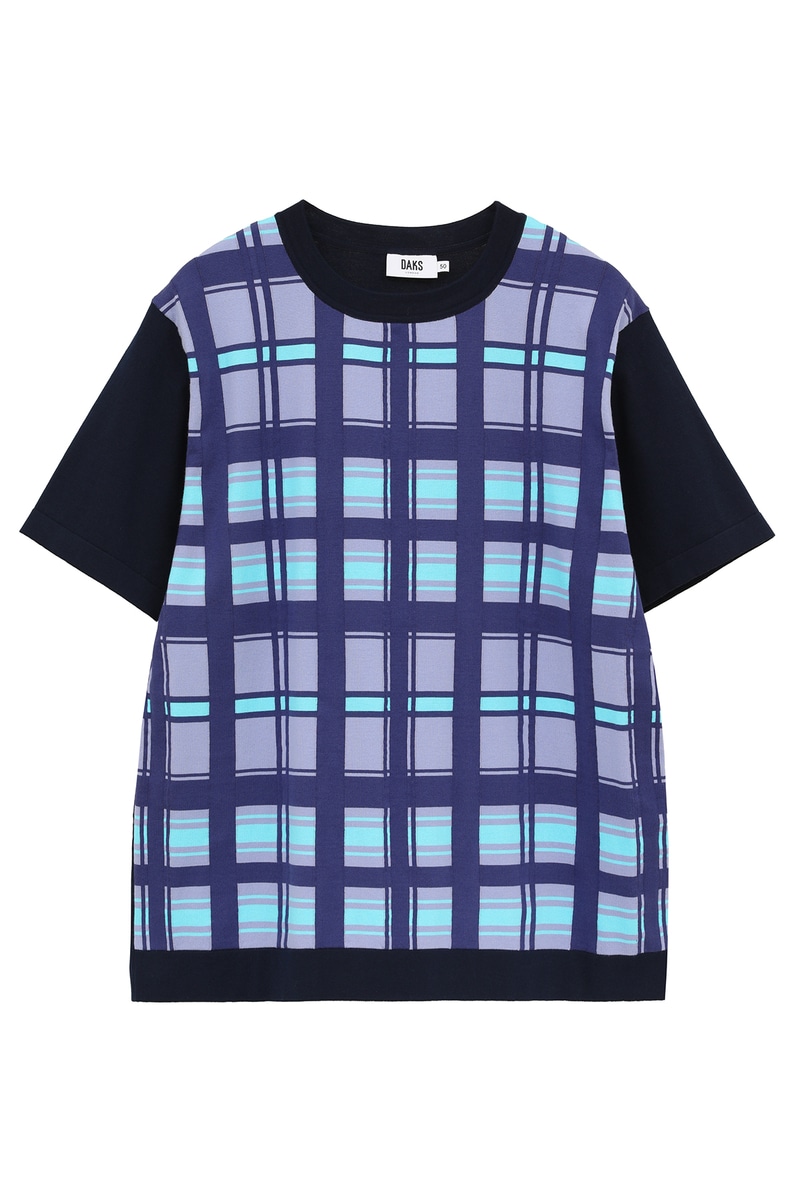 50周年チェック コンパクトコットン ニット 詳細画像 50thブルーチェック