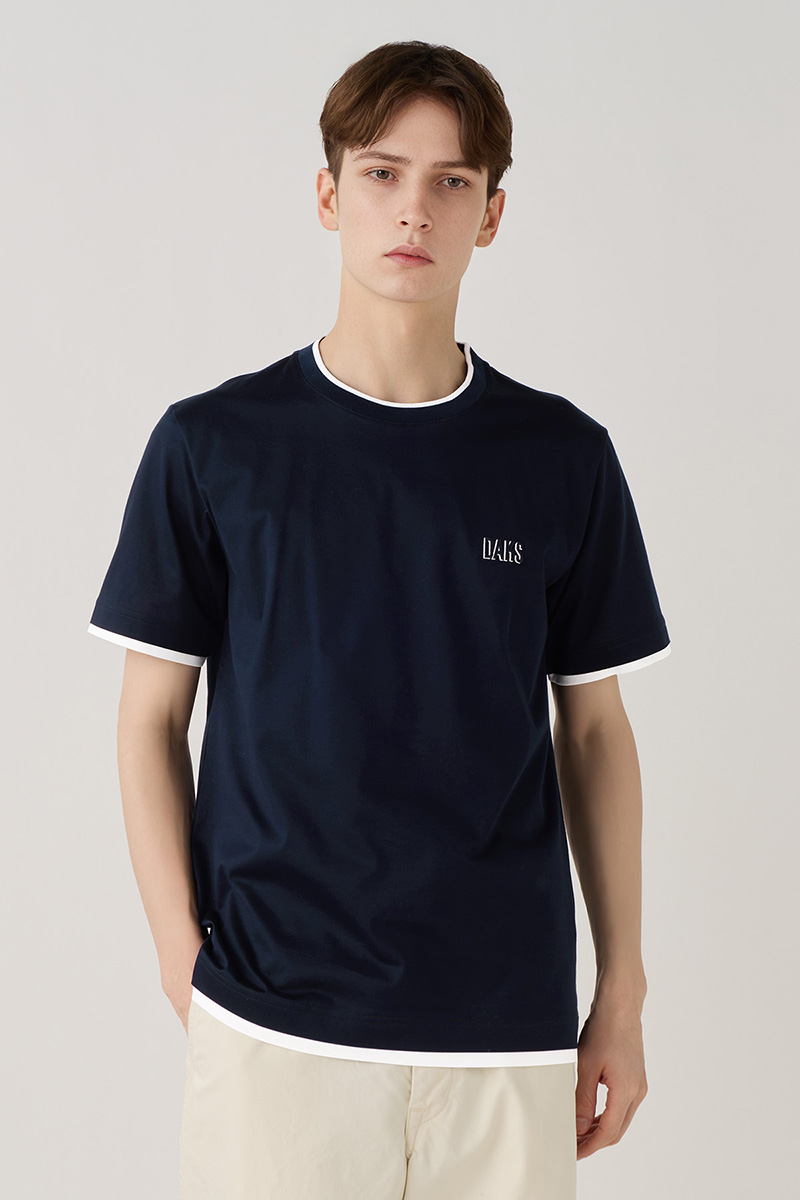 レイヤード風配色GIZA天竺Tシャツ 詳細画像 ニューブルー