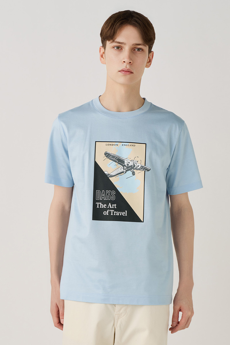 グラフィックプリントGIZA天竺Tシャツ 詳細画像 カシミヤブルー