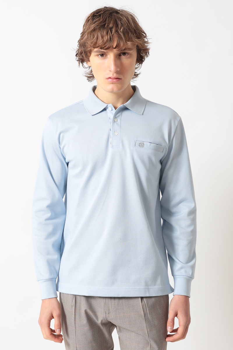 超長綿 プレミアム鹿の子ポロシャツ 詳細画像 カシミヤブルー