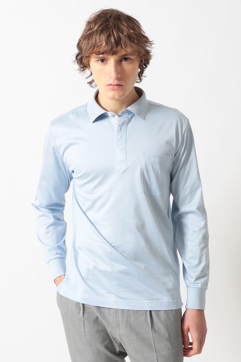 JS ギザコットン天竺 前立てハウスチェックポロシャツ