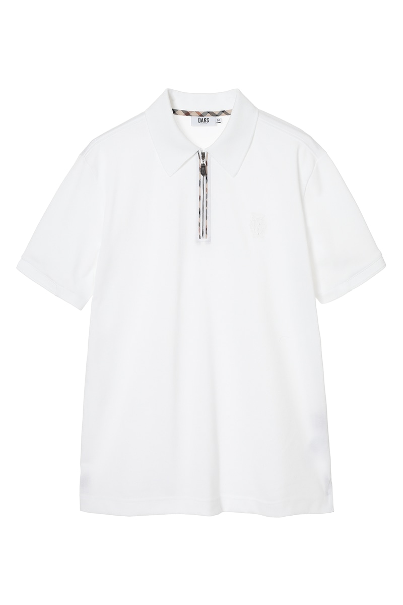 JS フロントジップ ハウスチェックパイピング ポロシャツ