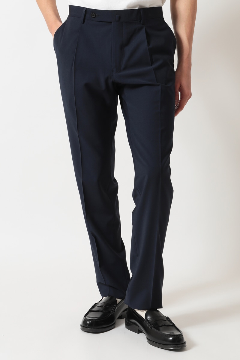 ウールブレンドストレッチテーパードスラックス 詳細画像 ネイビー