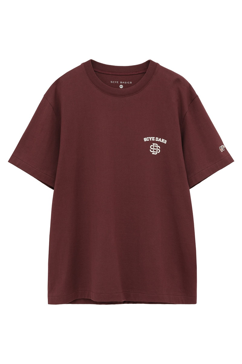 DAKS &times; Scye 吊り編み丸胴 DSモノグラム Tシャツ 詳細画像 バーガンディ