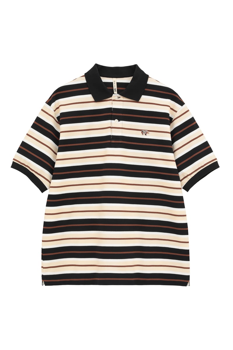 JS DAKS × Scye マルチボーダー 鹿の子 ポロシャツ