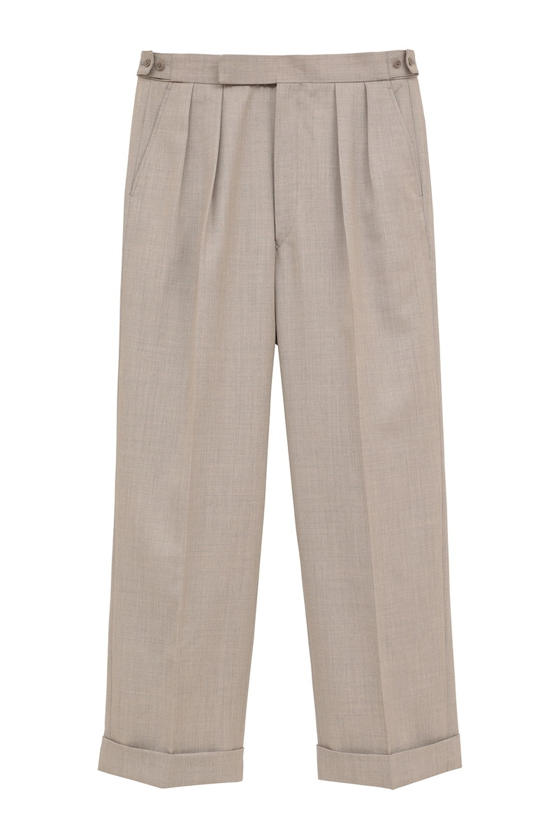 DAKS &times; Scye 2プリーツ ウール DAKS TOPスラックス 詳細画像 ベージュ