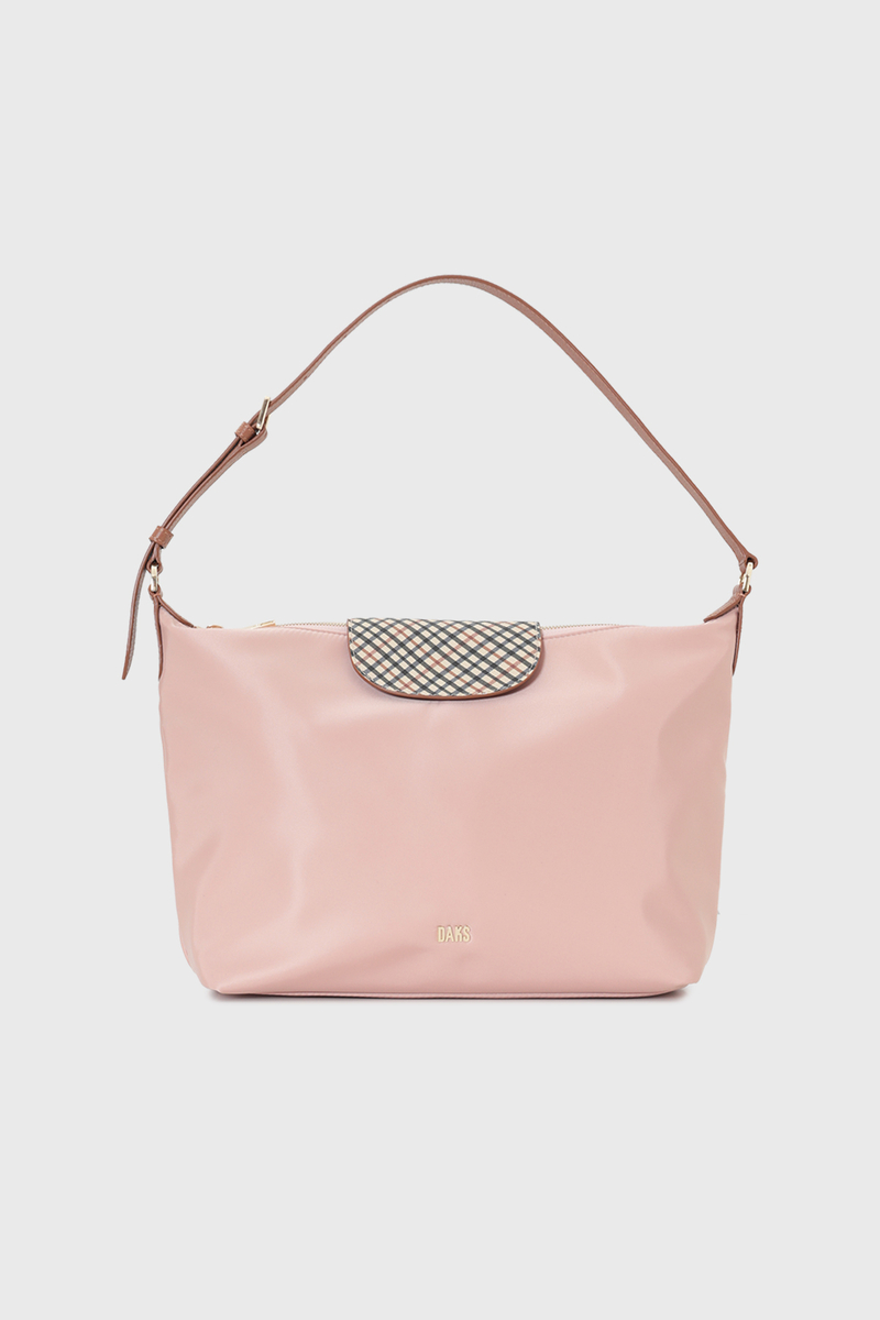 ナイロン&times;牛革 ハウスチェック ショルダーバッグ 詳細画像 ピンク