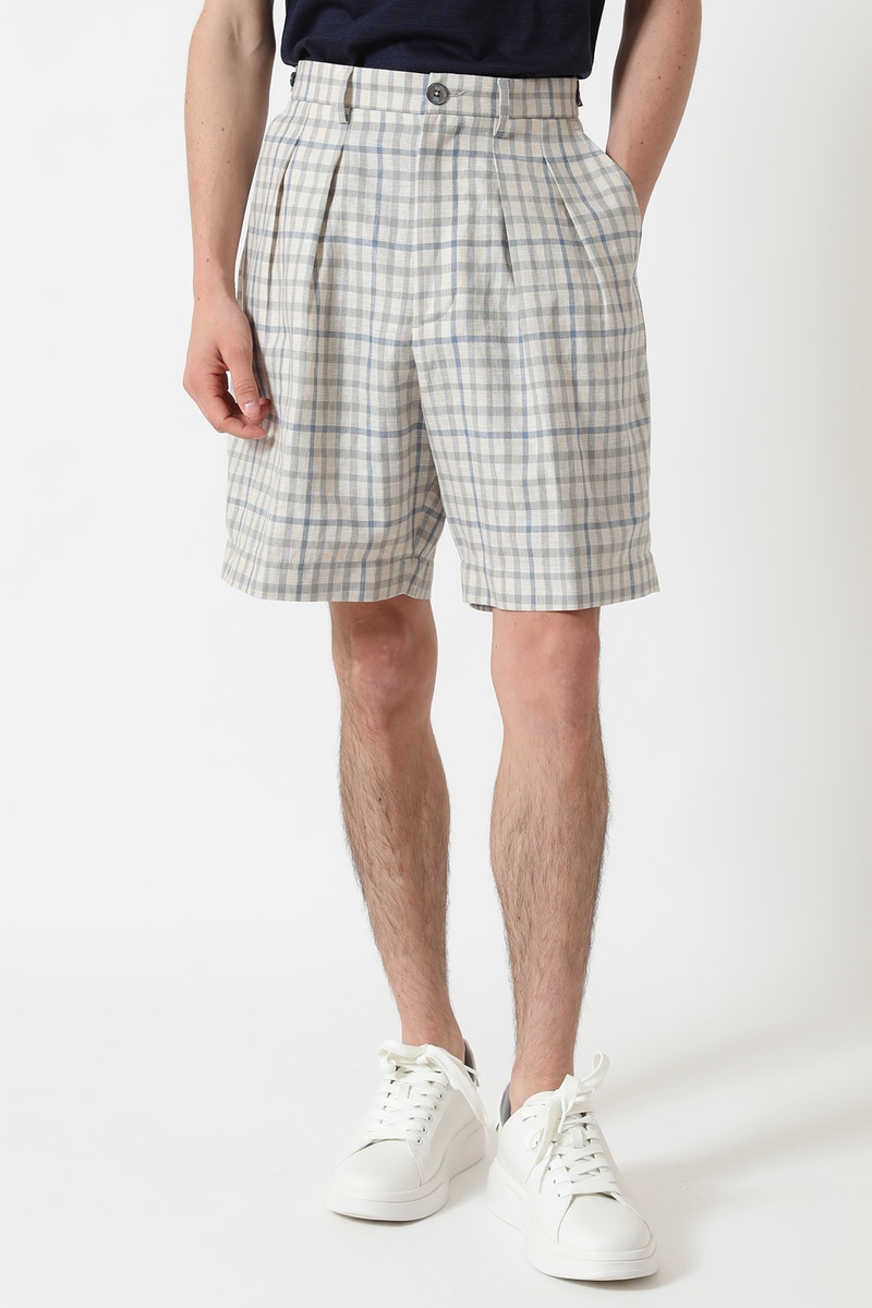 軽量ウール麻チェック2タックハーフパンツ 詳細画像 リーガッタチェック