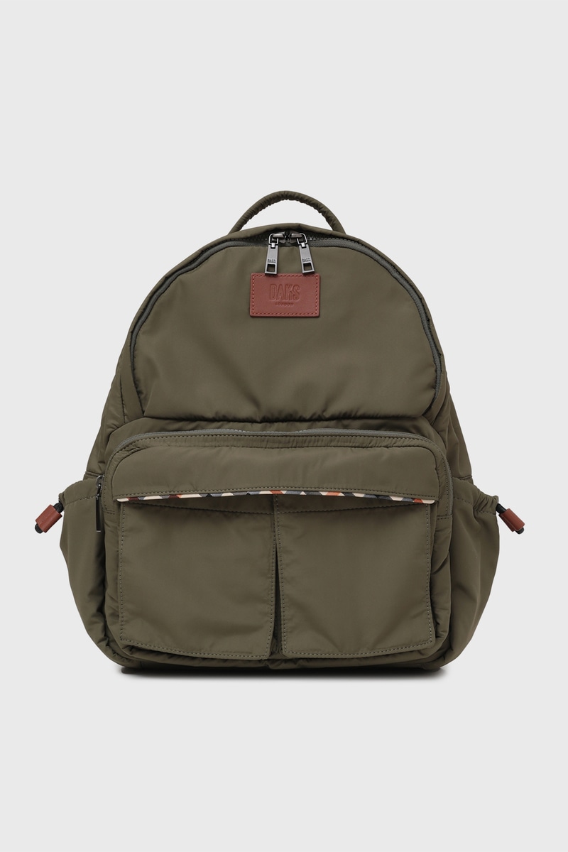 JS 軽量ナイロン×レザー ハウスチェックディテール PC収納バックパック