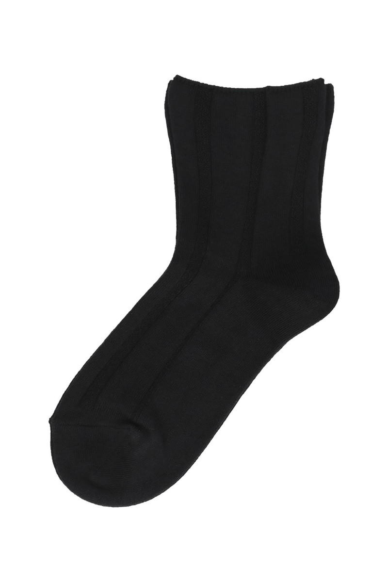 【WOMEN】口ゴムゆったり オーガニックコットン混 リンクス ソックス 詳細画像 ブラック