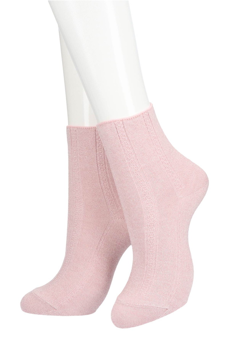 【WOMEN】口ゴムゆったり オーガニックコットン混 リンクス ソックス 詳細画像 ピンク