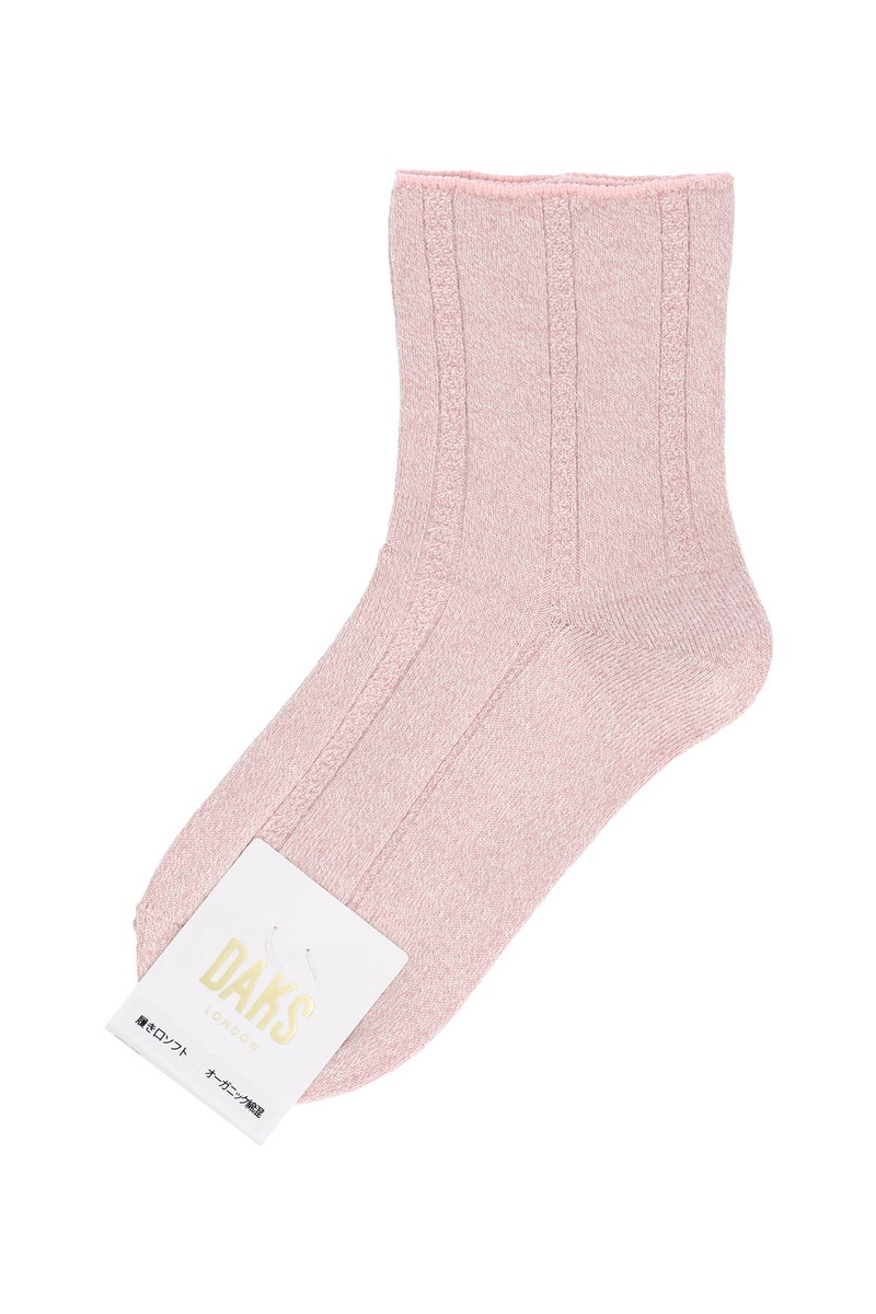 【WOMEN】口ゴムゆったり オーガニックコットン混 リンクス ソックス 詳細画像 ピンク