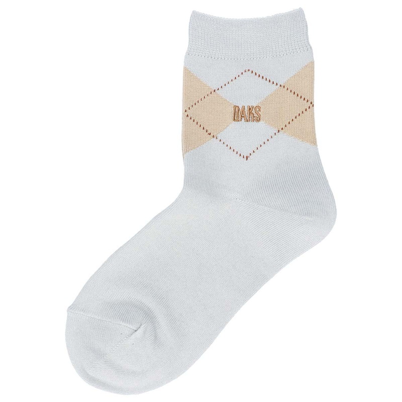 【WOMEN】履き口ソフト レーヨンシルク混 DAKS刺繍 アーガイル ソックス 詳細画像 ライトグレー