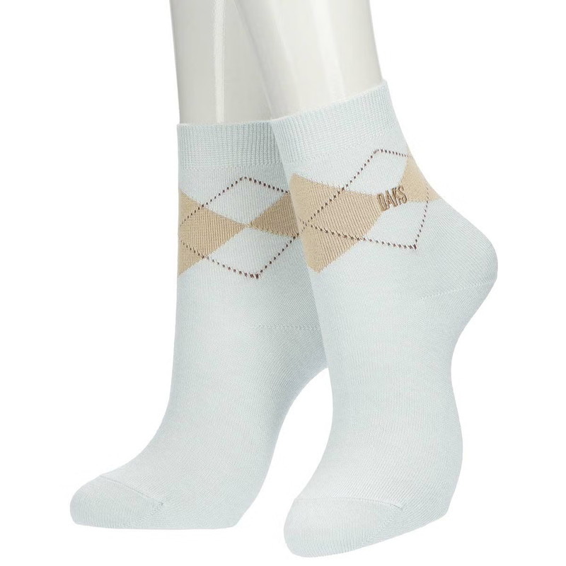 【WOMEN】履き口ソフト レーヨンシルク混 DAKS刺繍 アーガイル ソックス 詳細画像 ライトグレー