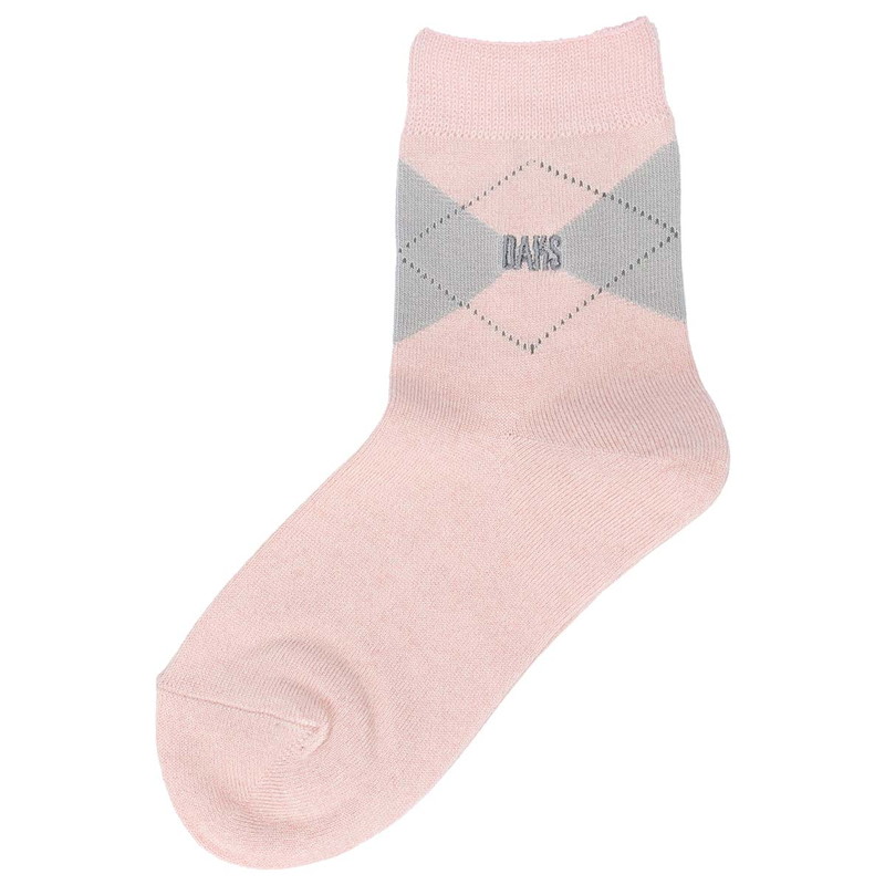 【WOMEN】履き口ソフト レーヨンシルク混 DAKS刺繍 アーガイル ソックス 詳細画像 ピンク