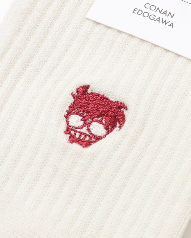 「DAKS」&times;『名探偵コナン』ワンポイント刺繍ソックス 詳細画像 ホワイト(江戸川コナン)