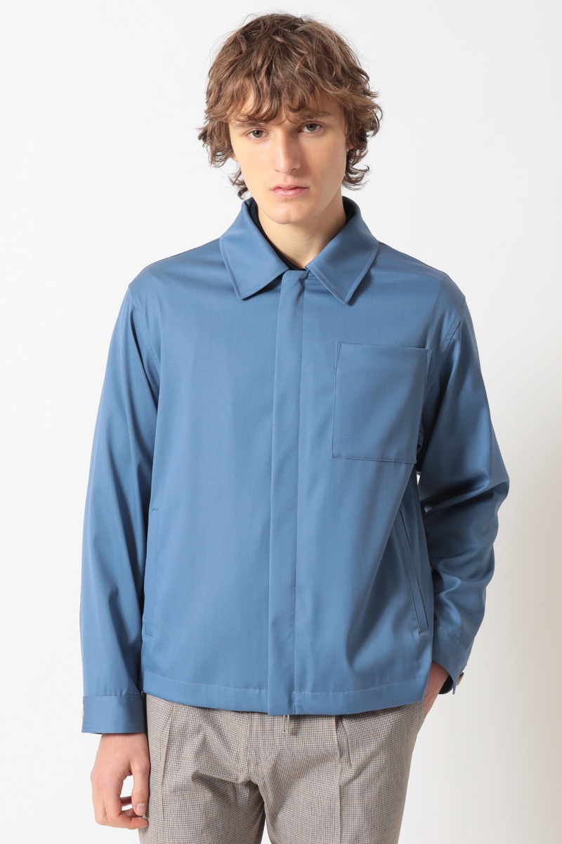 MARZOTTO ストレッチウール 比翼仕立て ジップアップブルゾン 詳細画像 ブルー